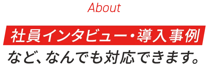 About 社員インタビュー・導入事例 などなんでも対応できます。