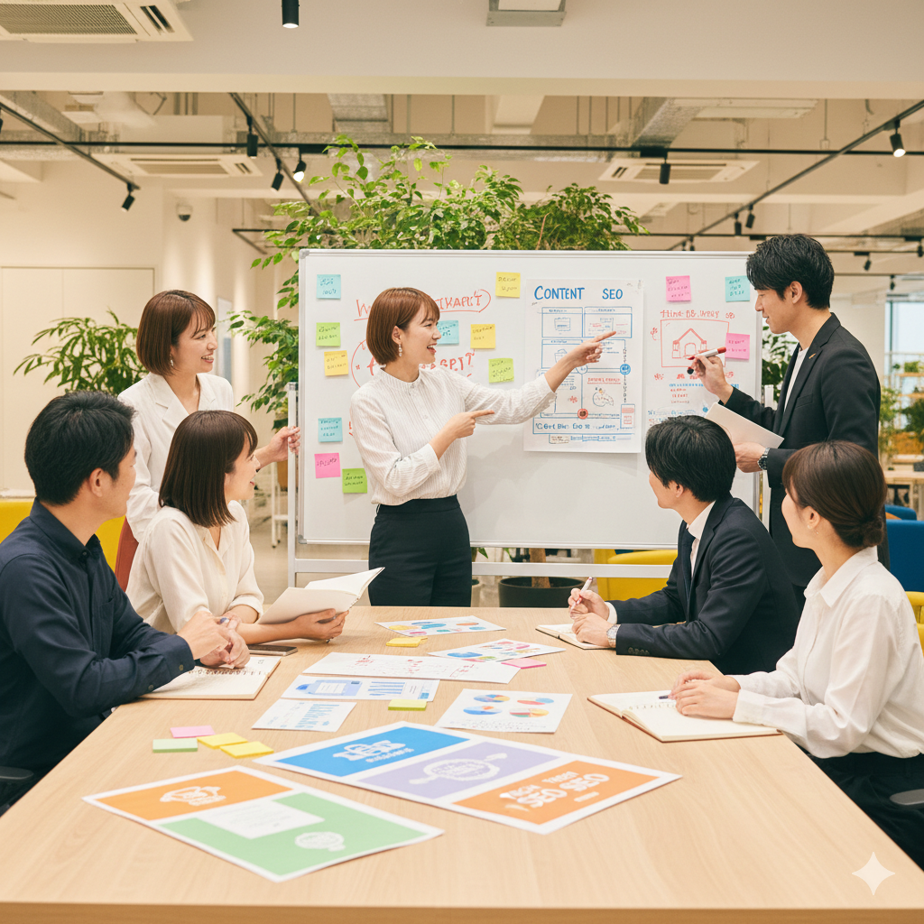 SEOコンテンツ戦略ミーティングの様子