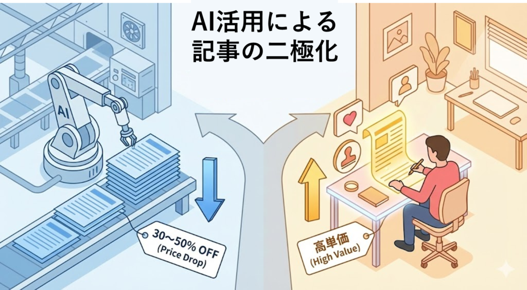 AI活用による記事の二極化
