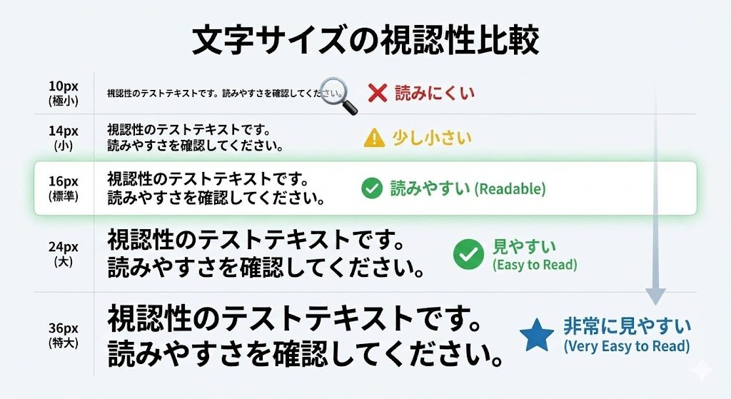 文字サイズの視認性比較