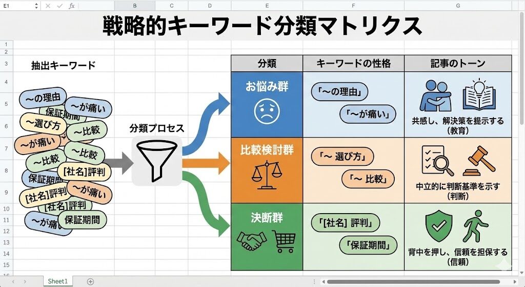 戦略的キーワード分類マトリクス