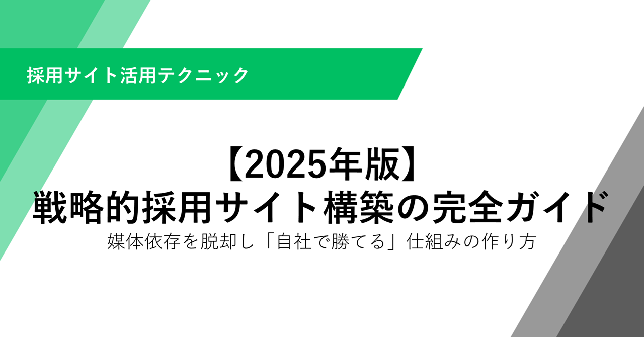 【2025年版】 戦略的採用サイト構築の完全ガイド 媒体依存を脱却し「自社で勝てる」仕組みの作り方