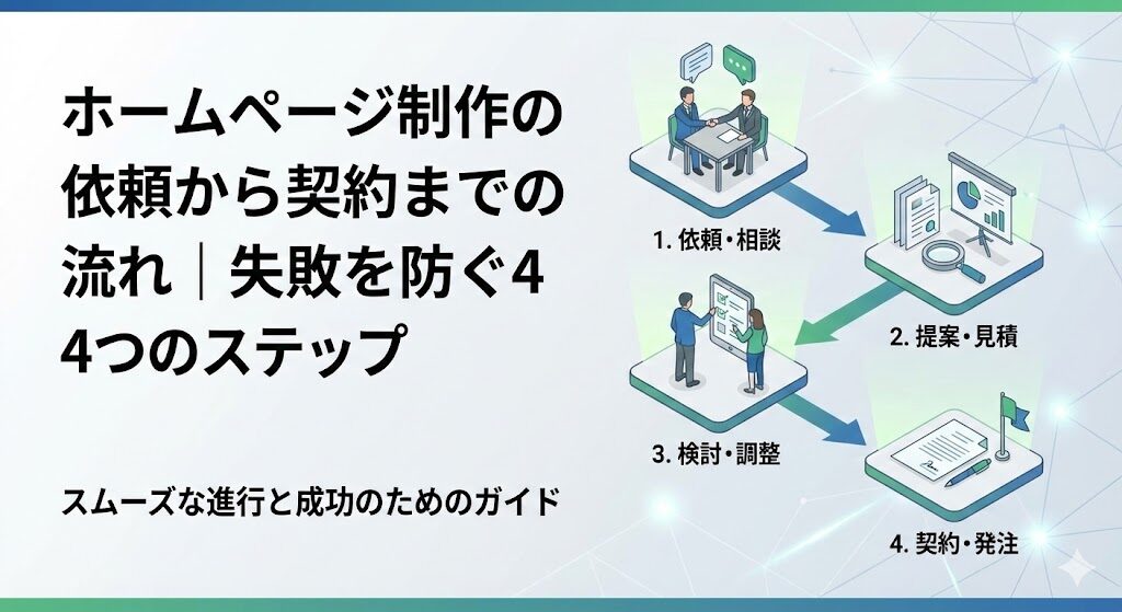 ホームページ制作の依頼から契約までの流れ｜失敗を防ぐ4つのステップ